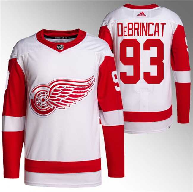 Men%27s Detroit Red Wings #93 Alex DeBrincat White Stitched Jersey